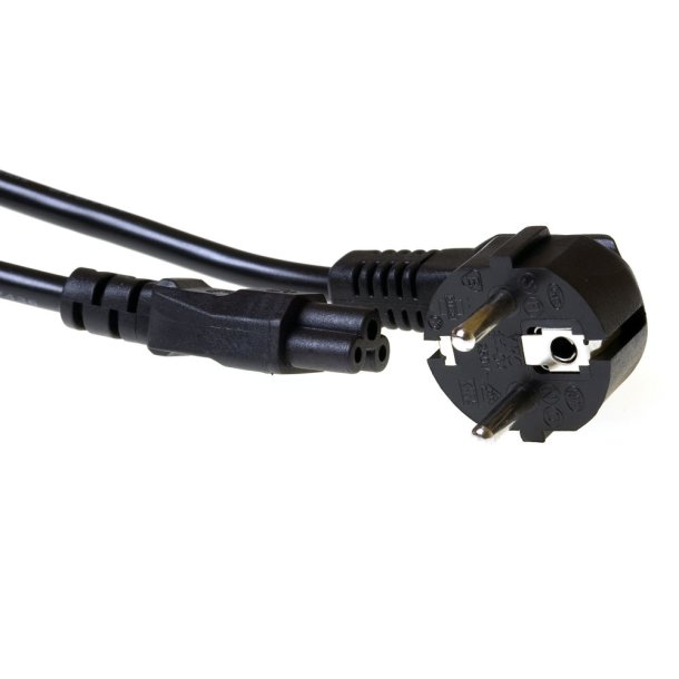 ACT Powercord mains connector CEE 7/7 male (angled) - C5 black 3 m