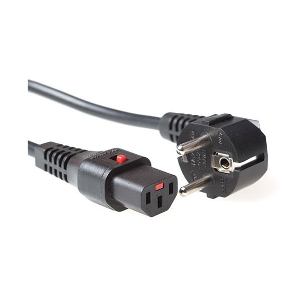 ACT Powercord CEE 7/7 male (angled) - C13 IEC Lock black 1 m, EL249S