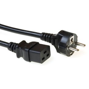 ACT Powercord mains connector CEE 7/7 male (straight) - C19 black 1 m