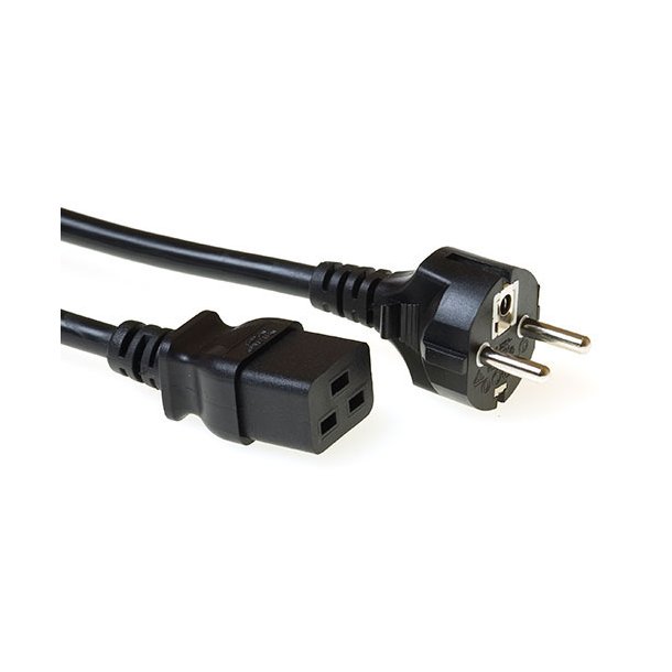 ACT Powercord mains connector CEE 7/7 male (straight) - C19 black 1 m