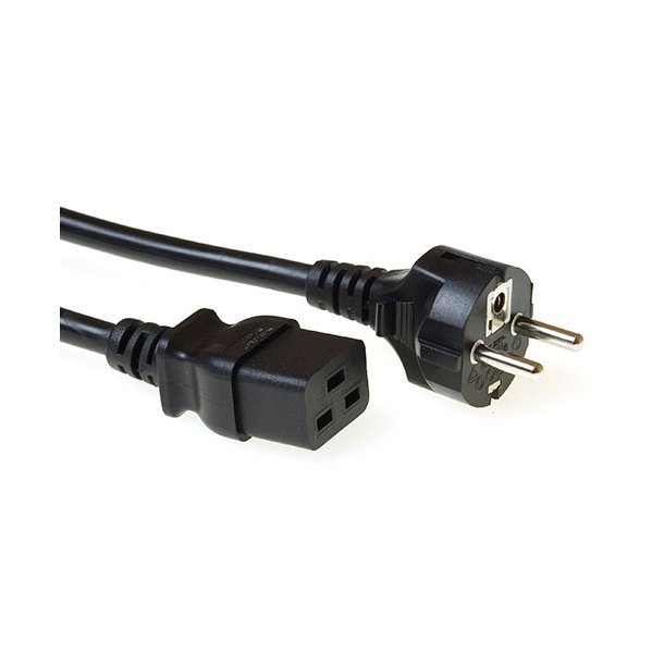 ACT Powercord mains connector CEE 7/7 male (straight) - C19 black 5 m