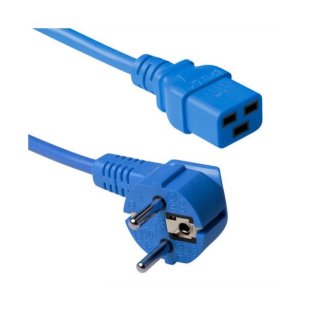 ACT Powercord mains connector CEE 7/7 male (angled) - C19 blue 0.6 m