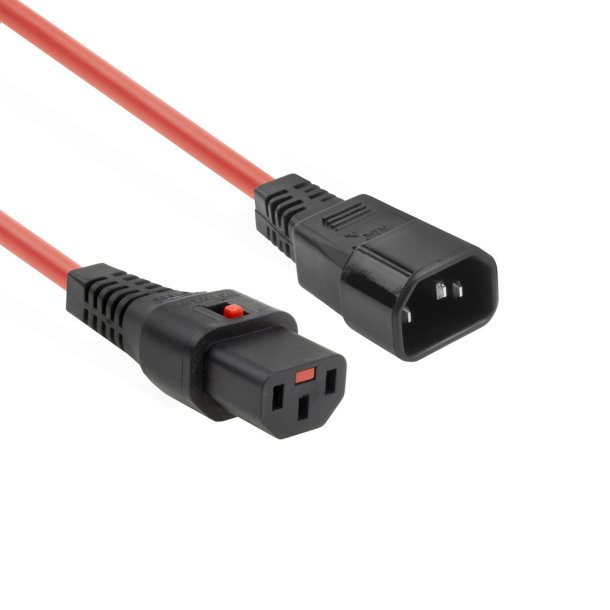 ACT Powercord C13 IEC Lock - C14 red 0.5 m, PC1384