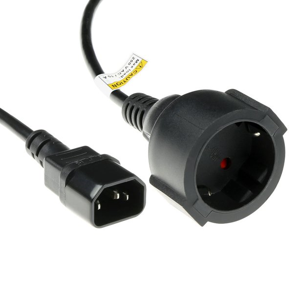 ACT Powercord C14 - Type F female black 0.6 m