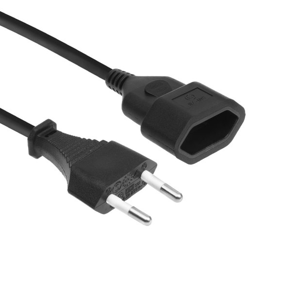 ACT Powercord Euro male - Euro female black 0.2 m