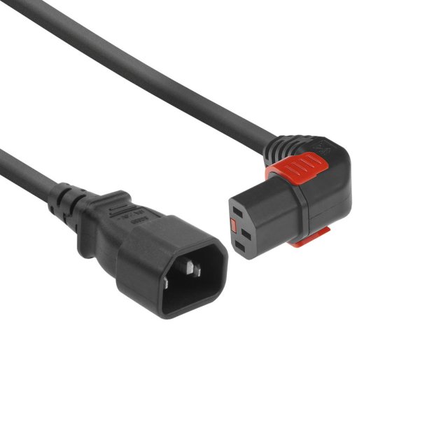 ACT Powercord C14 - C13 IEC Lock (down angled) black 2 m, PC2048