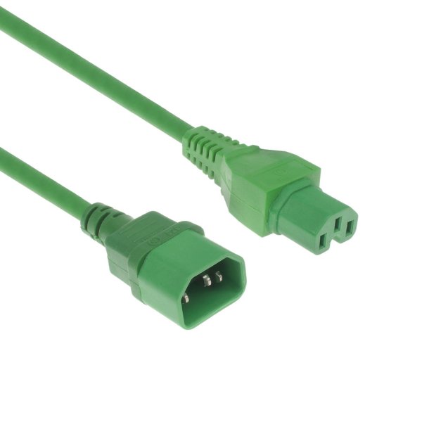 ACT Powercord C14 - C15 green 1.2 m