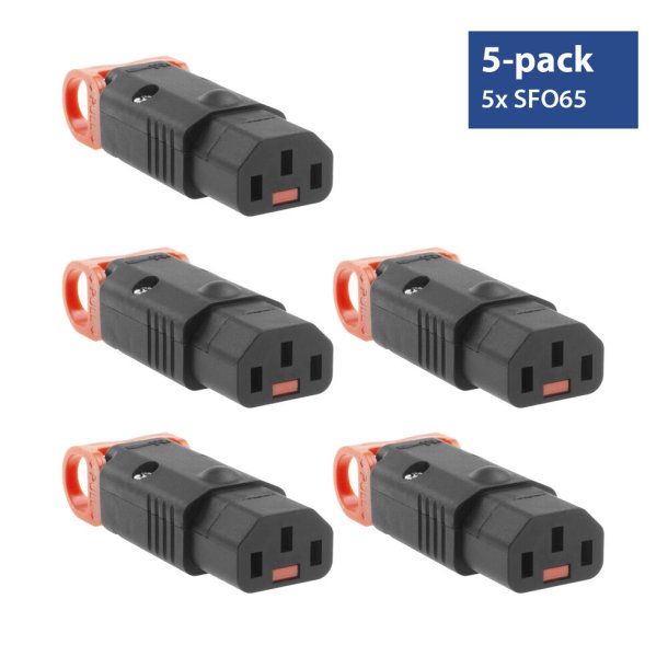 ACT C13 IEC Lock+ rewireable connector black, PA130100BK, 5-Pack