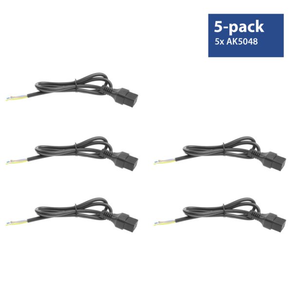 ACT Powercord C19 IEC Lock - open end black 2 m, PC1174, 5-Pack