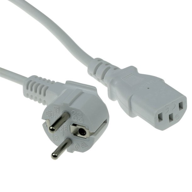 ACT Powercord mains connector CEE 7/7 male (angled) - C13 white 0.5 m