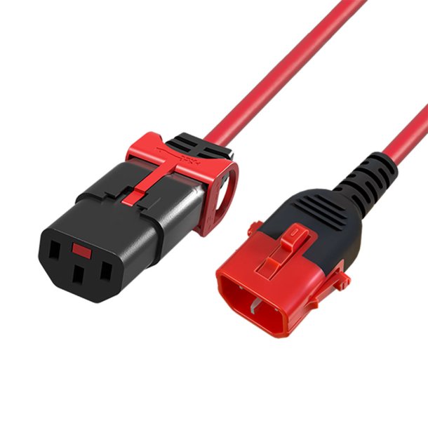 ACT Powercord C13 IEC Lock+ - C14 IEC Lock Dual Locking red 1 m, PC3612