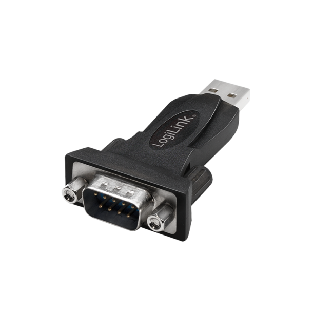 LogiLink USB 2.0 adapter, USB-A/M to DB9/M (RS232), Win 11, black