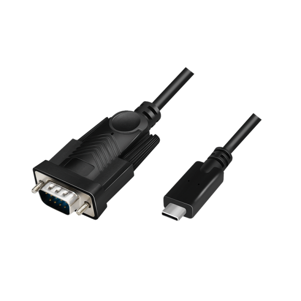 LogiLink USB 2.0 Type-C cable, USB-C/M to DB9/M, serial, black, 1.2 m