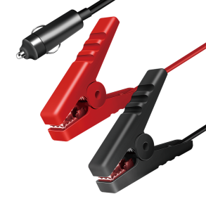 Power adapter cable, cigarette lighter/M to alligator clip, black/red, 2 m