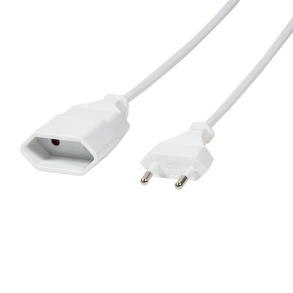 Power cable extension, CEE 7/16, white, 2 m