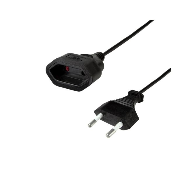 LogiLink Power cord extension, CEE7/16, black, 0.2 m