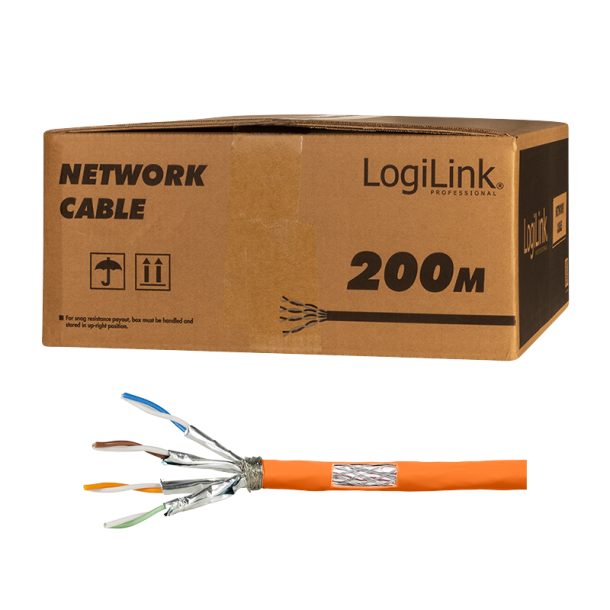 Installation cable PrimeLine, Cat.7, S/FTP, orange, 200 m