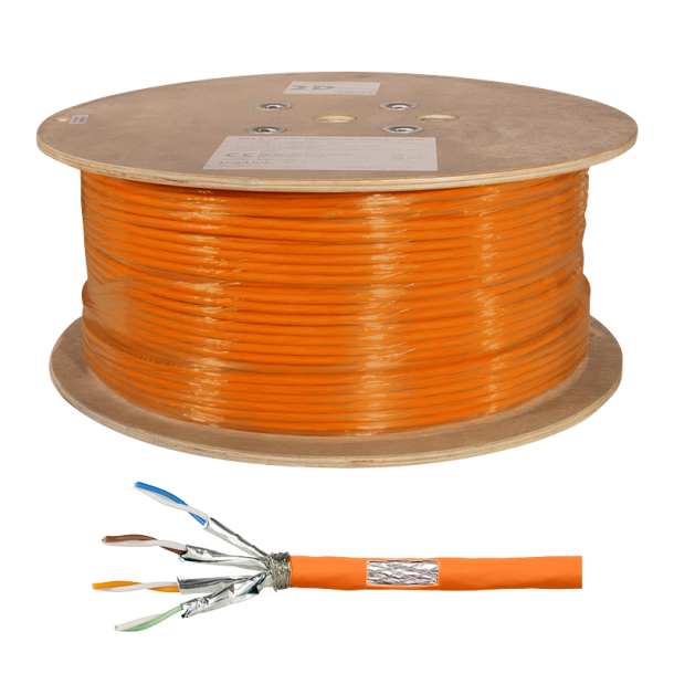 Installation cable PrimeLine, Cat.7, S/FTP, orange, 500 m