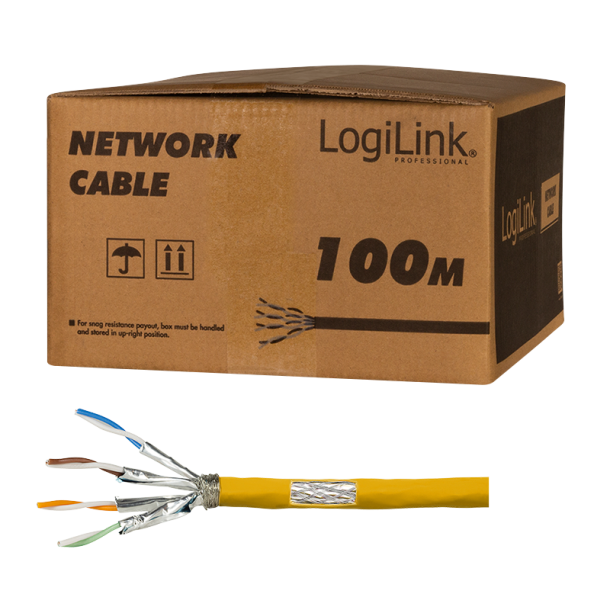 Installation cable PrimeLine, Cat.7A, S/FTP, yellow, 100 m