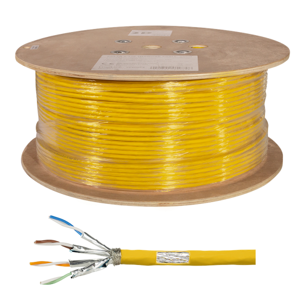 Installation cable PrimeLine, Cat.7A, S/FTP, yellow, 500 m