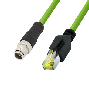M12 CAT6A Industrial Patch Cable, PUR, M12 X-coded to RJ45, 7,50 m