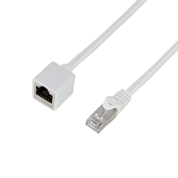 Patch cable extension premium, Cat.6A, S/FTP, white, 1 m