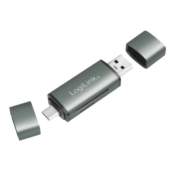 USB 3.2 Gen1 card reader, for SD and microSD card, aluminum case