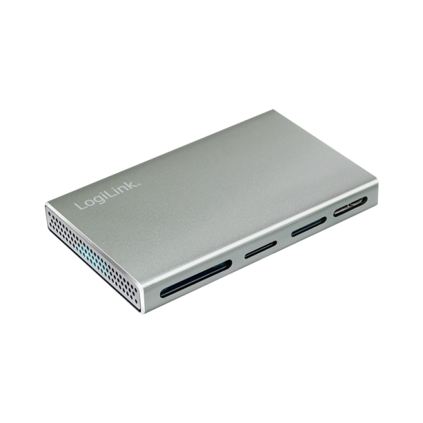 LogiLink USB 3.2 Gen1, 5-in-1 card reader(SD-, microSD-, MS-, CF and M2), aluminum, silver