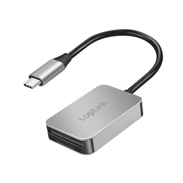 LogiLink Dual card reader, USB-C 3.2 Gen1, SD & microSD cards, aluminium