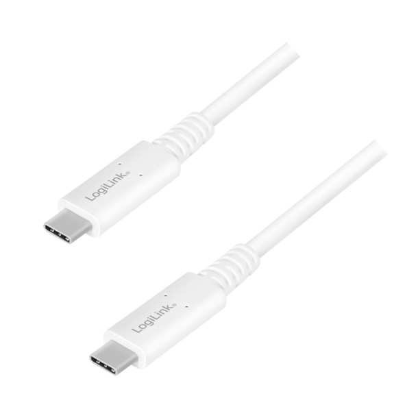 USB 4 Gen 3 Type-C cable, C/M to USB-C/M, PD, AV, white, 0.8 m