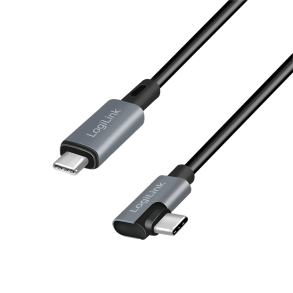 USB 2.0 Type-C cable, USB-C/M 90° to USB-C/M, E-mark, PD, black, 2 m