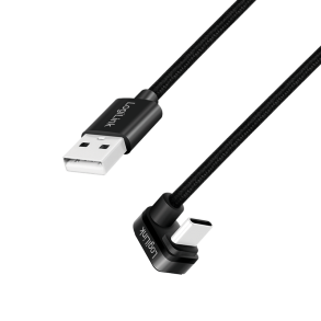 USB 2.0 Type-C cable, C/M 180° to USB-A/M, alu, black, 2 m