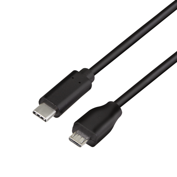 USB 2.0 Type-C cable, C/M to Micro-USB/M, black, 0.5 m