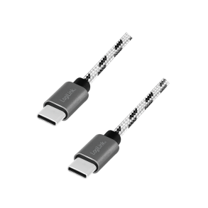 USB 2.0 Type-C cable set, C/M to USB-C/M, alu, nylon, white/black