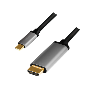 USB 3.2 Gen1 Type-C cable, C/M to HDMI/M, 4K, alu, black/grey, 1.8 m