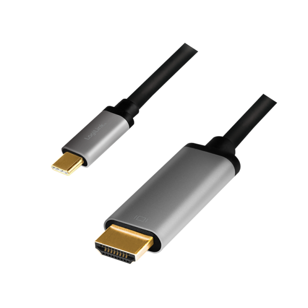 USB 3.2 Gen1 Type-C cable, C/M to HDMI/M, 4K, alu, black/grey, 1.8 m