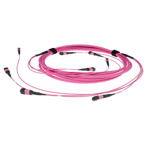 ACT 10 meter Multimode 50/125 OM4(OM3) polarity A fiber trunk cable with 4 MTP/MPO female connectors each side