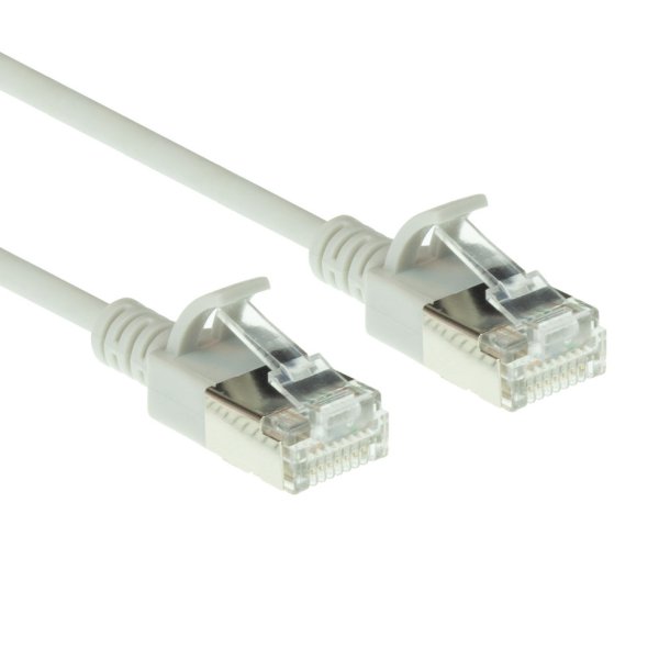 ACT Grey 0.15 meter LSZH U/FTP CAT6A datacenter slimline patch cable snagless with RJ45 connectors