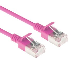 ACT Pink 0.15 meter LSZH U/FTP CAT6A datacenter slimline patch cable snagless with RJ45 connectors