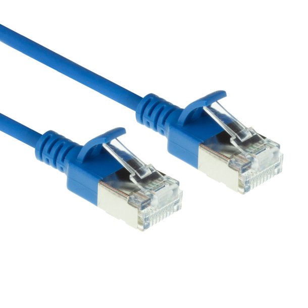 ACT Blue 7 meter LSZH U/FTP CAT6A datacenter slimline patch cable snagless with RJ45 connectors