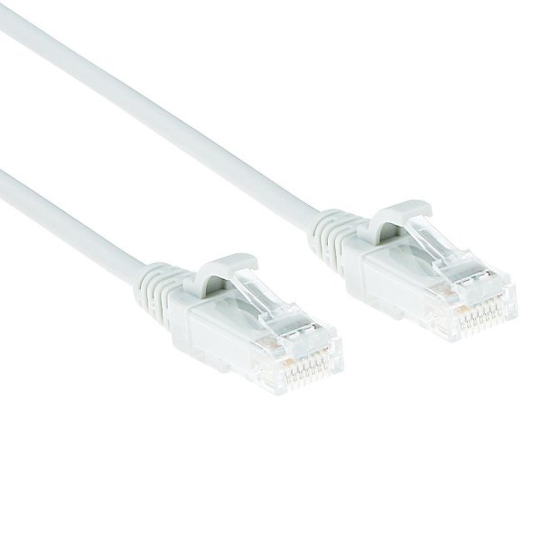 ACT White 1 meter LSZH U/UTP CAT6 datacenter slimline patch cable snagless with RJ45 connectors