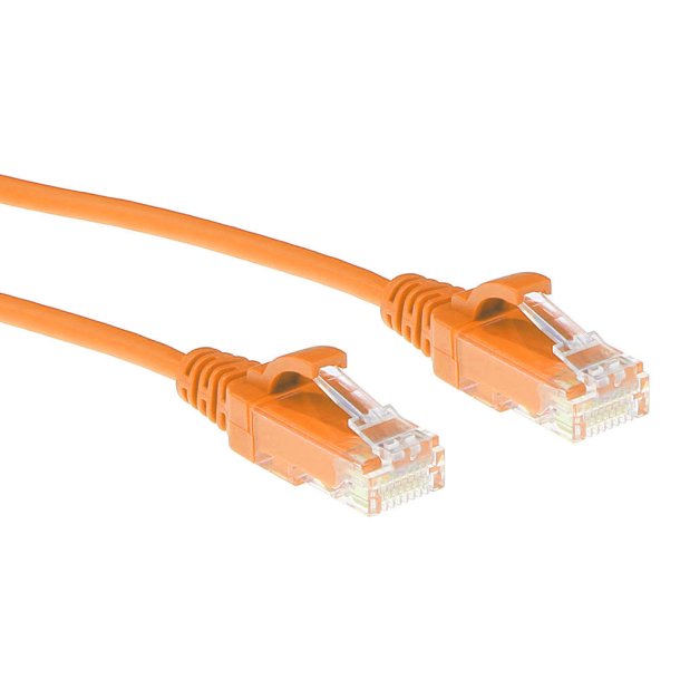 ACT Orange 1 meter LSZH U/UTP CAT6 datacenter slimline patch cable snagless with RJ45 connectors