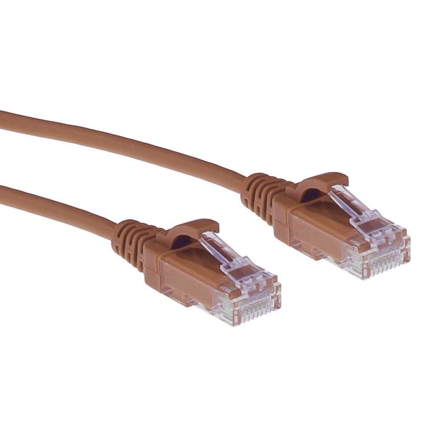 ACT Brown 1 meter LSZH U/UTP CAT6 datacenter slimline patch cable snagless with RJ45 connectors