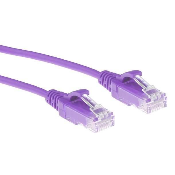 ACT Purple 0.5 meter LSZH U/UTP CAT6 datacenter slimline patch cable snagless with RJ45 connectors