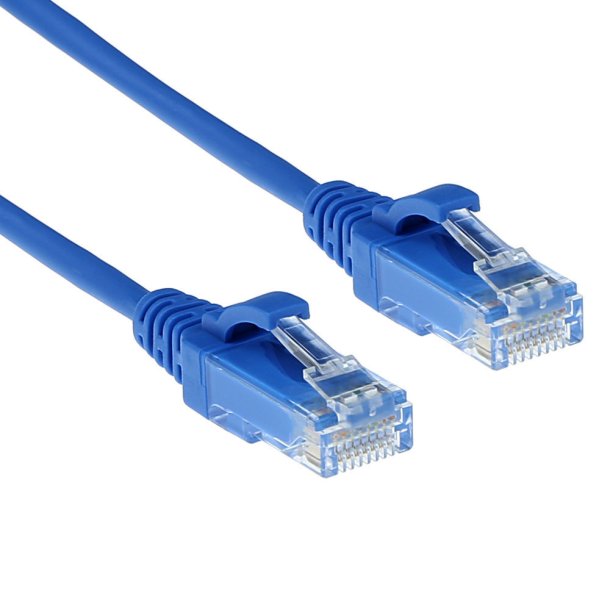 ACT Blue 10 meter LSZH U/UTP CAT6 datacenter slimline patch cable snagless with RJ45 connectors