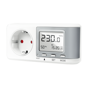 Energy cost meter with CO2 emissions calculation, white-silver