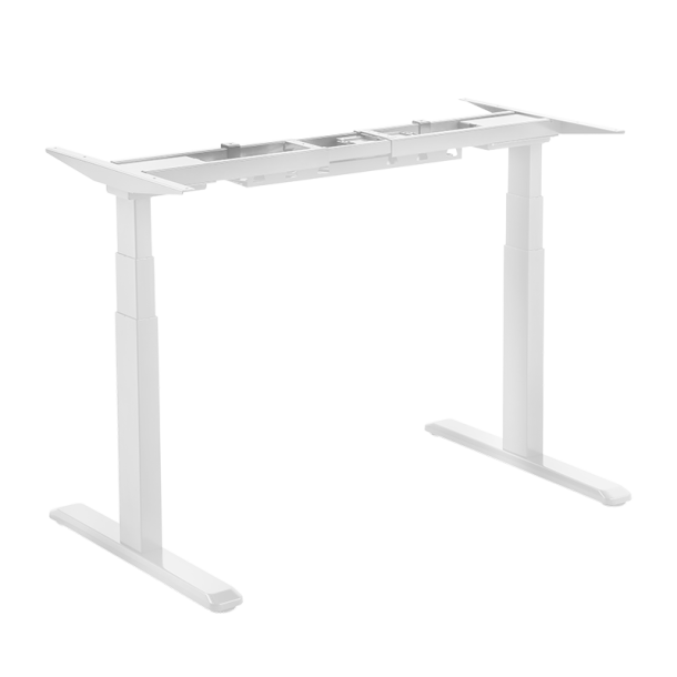 Electrically adjustable sit-stand desk frame, 2 motors, white