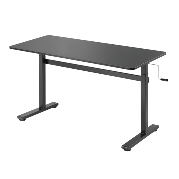 Manually adjustable sit-stand desk, black