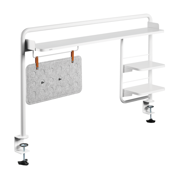 Clamp-on desktop tray, 1161 x 218 x 757 mm, white