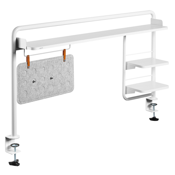 Clamp-on desktop tray, 1295 x 218 x 757 mm, white